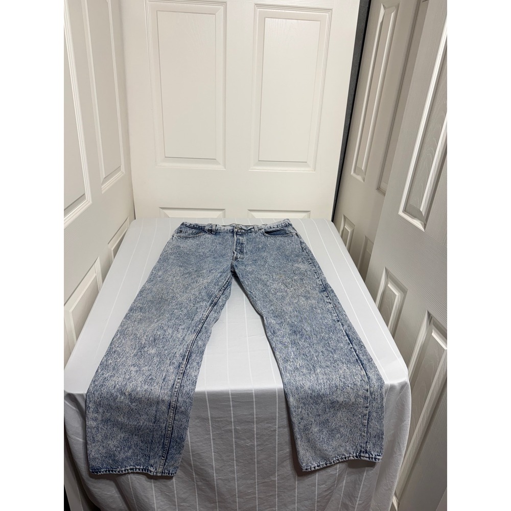 Vintage 1990 Levis 501 Acid Wash Jeans Mens 40x30 Made in USA Denim Button Fly